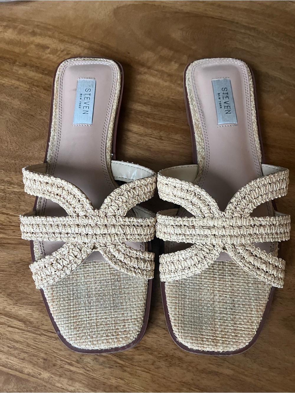 Steve Madden Beige Braided Slide Sandals